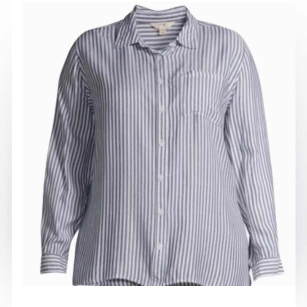 NWT Terra Sky STRIPED BUTTON FRONT SHIRT 2X